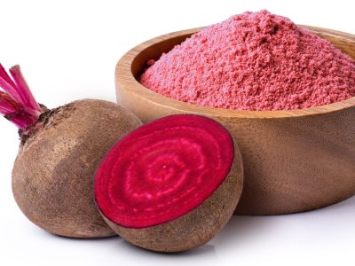 Beetroot,(beet,Root),Powder,In,Wooden,Bowl,With,Fresh,Fruit
